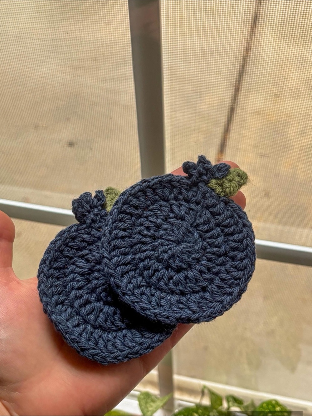 Handmade Crochet Blueberry Coasters